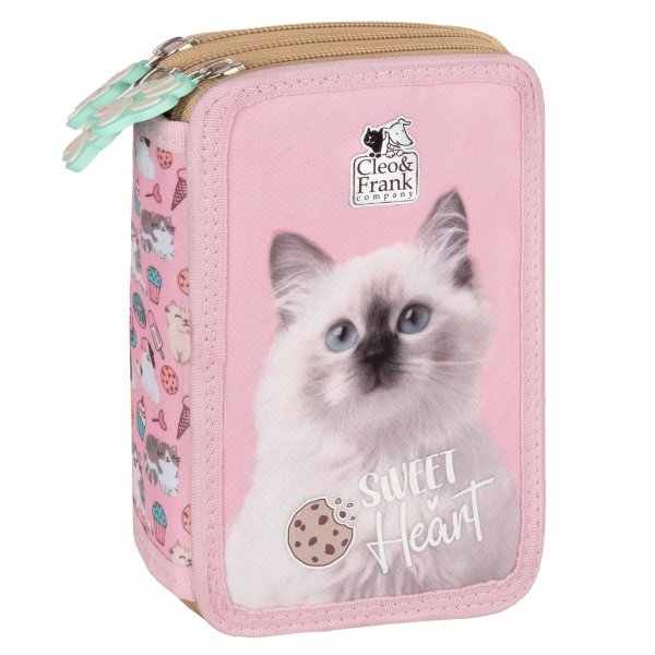 KOTEK PIÓRNIK SZKOLNY 3-KOMOROWY Z WYPOSAŻENIEM CATS DLA DZIEWCZYNEK