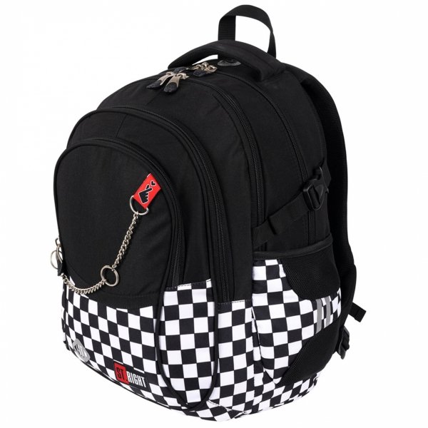 ST.RIGHT PLECAK SZKOLNY MŁODZIEŻOWY SZACHOWNICA K-POP CHAIN DUŻY ZESTAW 3el