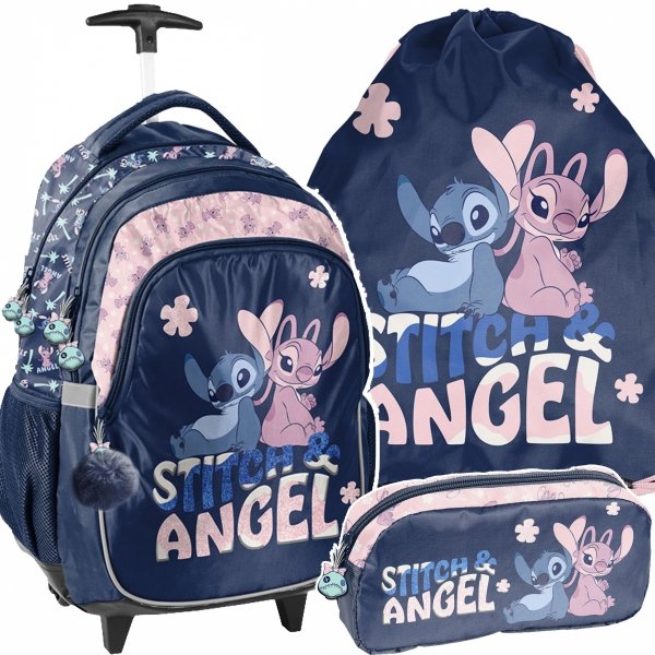 PLECAK STITCH NA KÓŁKACH SZKOLNY DO 1 KLASY LILO i STICH ZESTAW 3w1 PASO