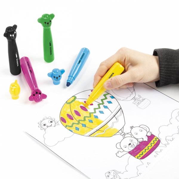 PISAKI FLAMASTRY JUMBO Z FIGURKĄ MISIE 6 KOLORÓW KIDEA SZKOLNE MAZAKI