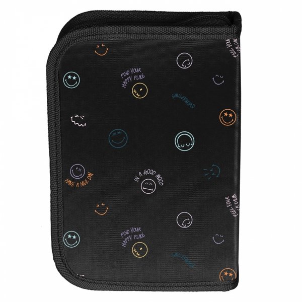 PIÓRNIK SMILEY Z WYPOSAŻENIEM BUŻKI SZKOLNY DLA UCZNIÓW EMOTIKONY EMOTKI