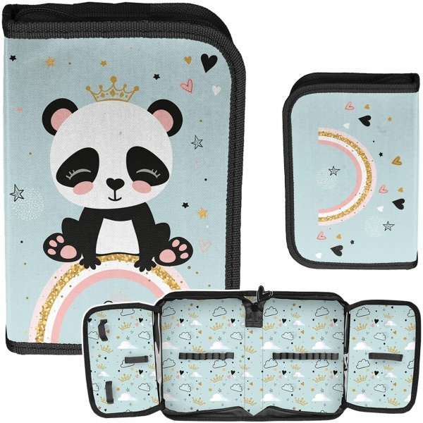 Piórnik z Pandą Misiem Szkolny do Podstawówki dla Dziewczynek do klas 1-4 Paso