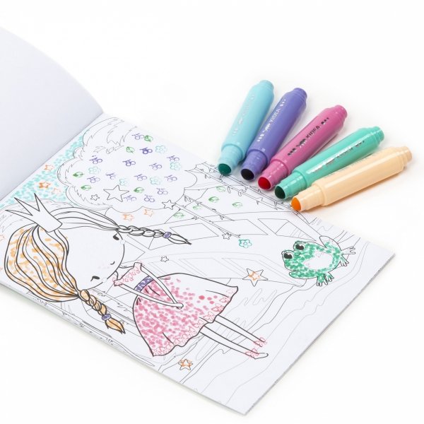 Flamastry do Malowania Kropkami ze Stempelkami i Kolorowanka Wróżki Kidea Zestaw [ZFMKSKWKA]