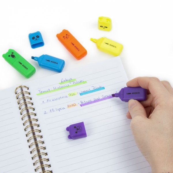 Zakreślacze 5 kolorów z Figurką Kidea Etui Derform [ZFA5KA]