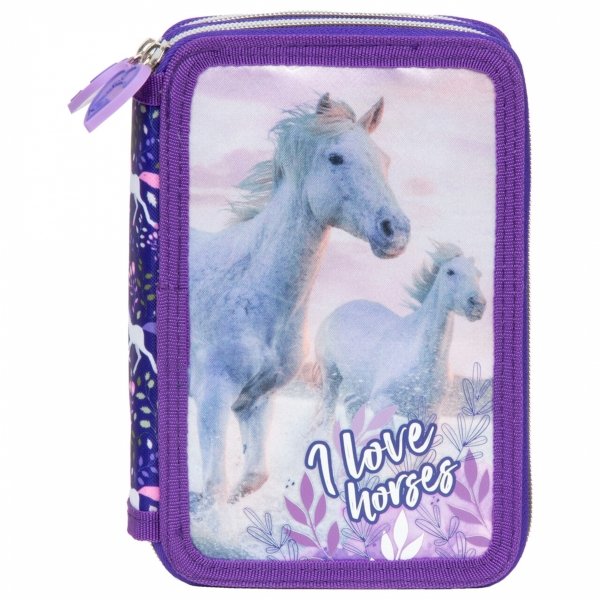 KONIE PIÓRNIK SZKOLNY 2-KOMOROWY Z WYPOSAŻENIEM HORSE DZIEWCZĘCY