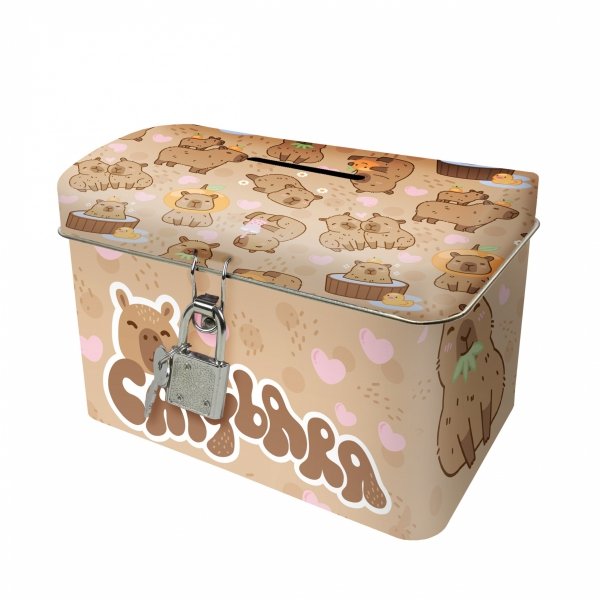 KAPIBARA SKARBONKA Z KŁÓDKĄ METALOWY KUFEREK DLA DZIECI