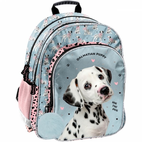 DALMATYŃCZYK PLECAK SZKOLNY Z PIESKIEM DLA DZIEWCZYNY DO 1 KLASY PIESEK DOG