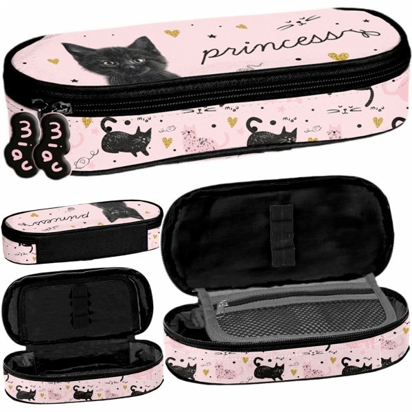 KOTEK PIÓRNIK DLA DZIEWCZYNY Z KOTKIEM SZKOLNY OTWIERANY Z KLAPKĄ CATS PASO