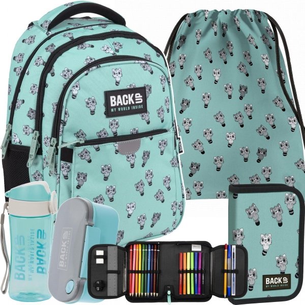 Seledynowy Zestaw Szopy Plecak Szkolny Backup dla Młodzieży [PLB4P76]