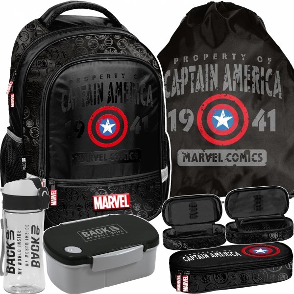 PLECAK SZKOLNY KAPITAN AMERYKA DO 1 KLASY DLA CHŁOPAKA AVENGERS KOMPLET5el
