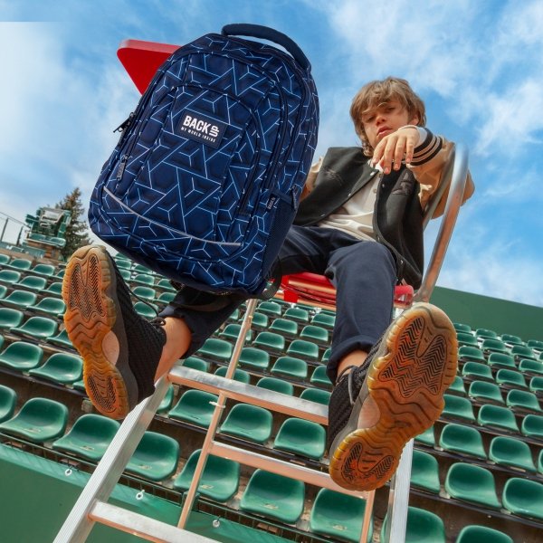 PLECAK BACKUP ION SZKOLNY MŁODZIEŻOWY DLA CHŁOPAKA KOMPLET 5 ele NIEBIESKI