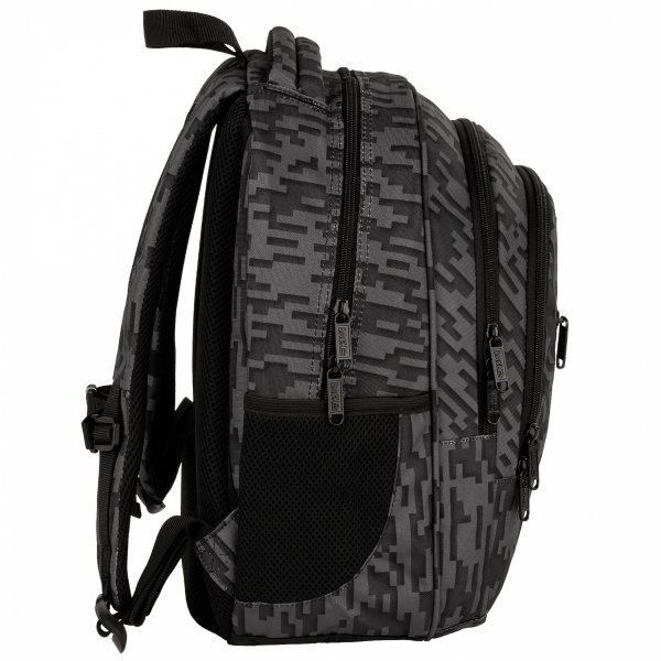 CZARNY PLECAK MŁODZIEŻOWY BACKUP SZKOLNY DERFORM 4 komorowy MODNY STEEL