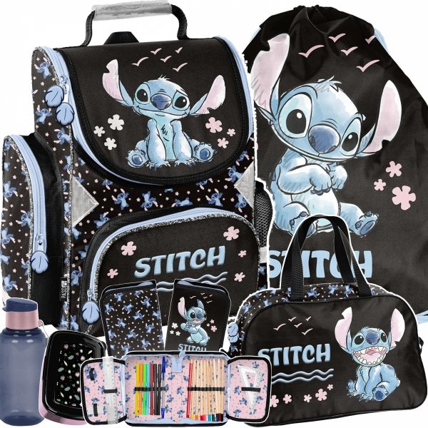 STITCH TORNISTER DO KLAS 1-4 DLA DZIEWCZYNY KOMPLET 6el STICH i LILO PLECAK