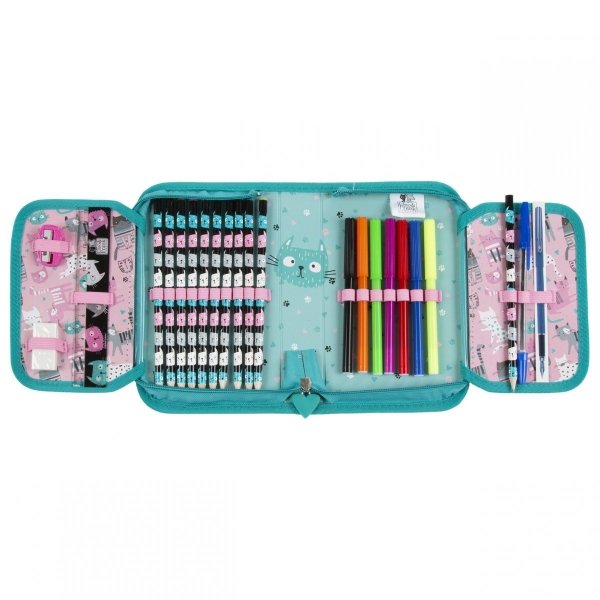 Dziewczęcy Piórnik Derform z kotkiem do Szkoły [PWJCF35]