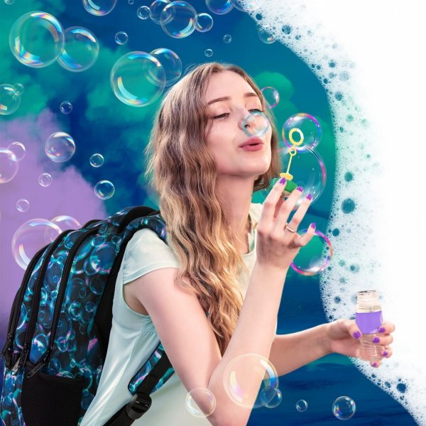 BACKUP PLECAK MŁODZIEŻOWY BAŃKI SZKOLNY DZIEWCZĘCY ZESTAW 3w1 BUBBLE