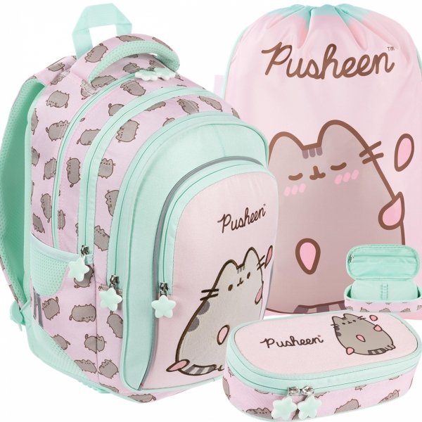 PLECAK PUSHEEN PINK KOMPLET 3w1 MAJEWSKI DLA DZIEWCZYNY KOT KOTKI
