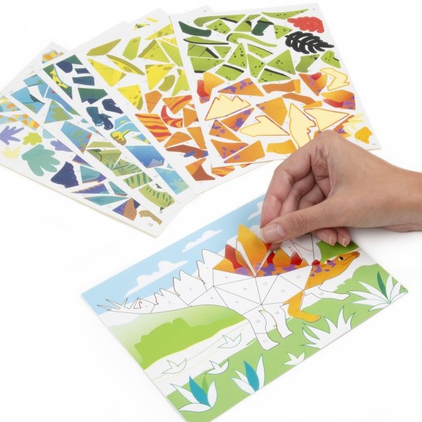 KREATYWNA WYKLEJANKA PO NUMERACH DINOZAURY ZESTAW KIDEA KOLOROWANKA