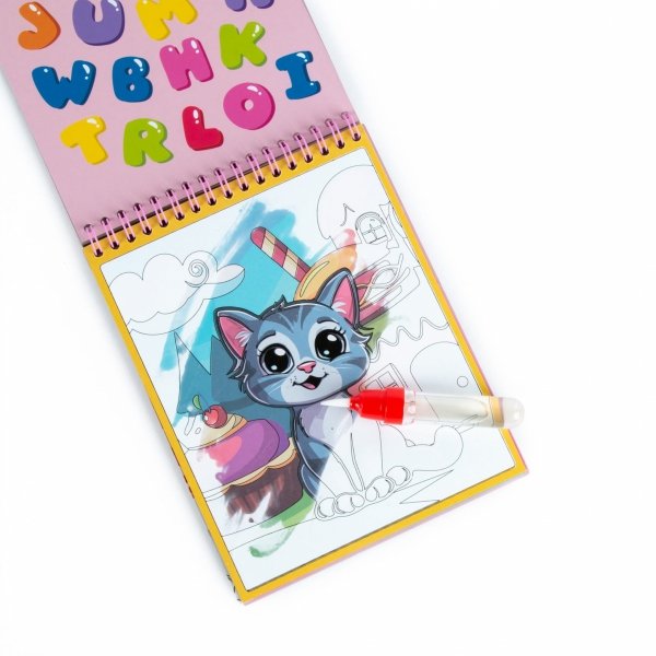 KOT MAGICZNA WIELORAZOWA KOLOROWANKA WODNA KIDEA DLA DZIECKA Z KOTKIEM