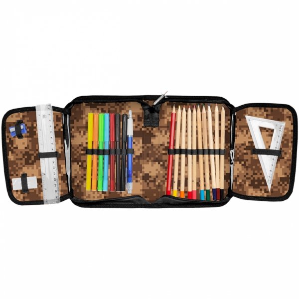 PIKSELE PIÓRNIK SZKOLNY DZIECIĘCY Z WYPOSAŻENIEM DO PODSTAWÓWKI MINECRAFT