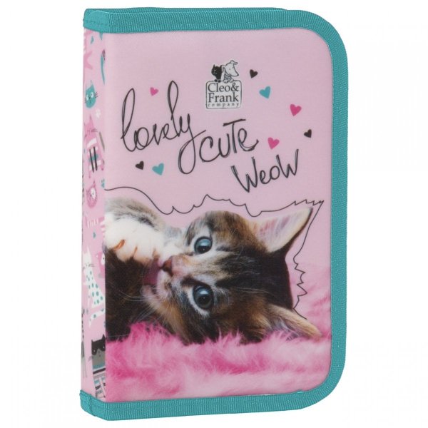 Dziewczęcy Piórnik Derform z kotkiem do Szkoły [PWJCF35]