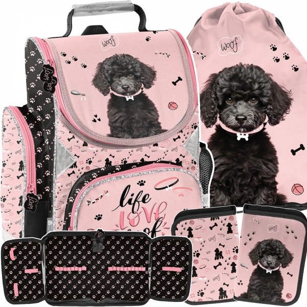 TORNISTER SZKOLNY Z PIESKIEM KOMPLET 3w1 DO 1 KLASY KOTEK DO PODSTAWÓWKI