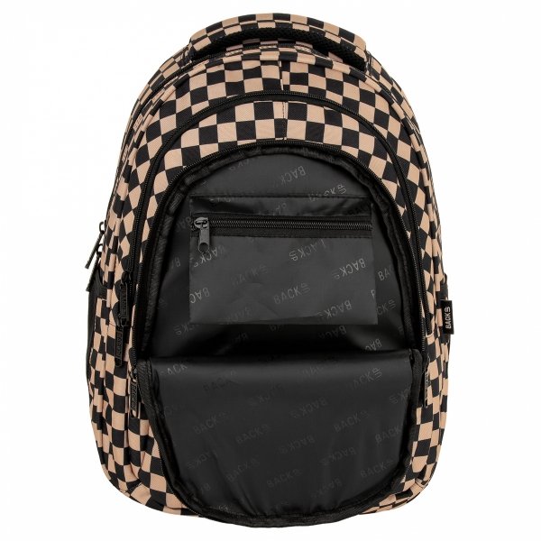 DZIEWCZĘCY PLECAK MŁODZIEŻOWY BACKUP SZKOLNY KOMPLET 3w1 SZACHOWNICA BEŻ