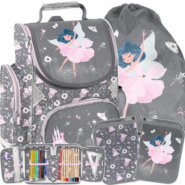 TANCERKA TORNISTER SZKOLNY BALERINA DO KLAS 1-4 KOMPLET 3 ele DZIEWCZĘCY