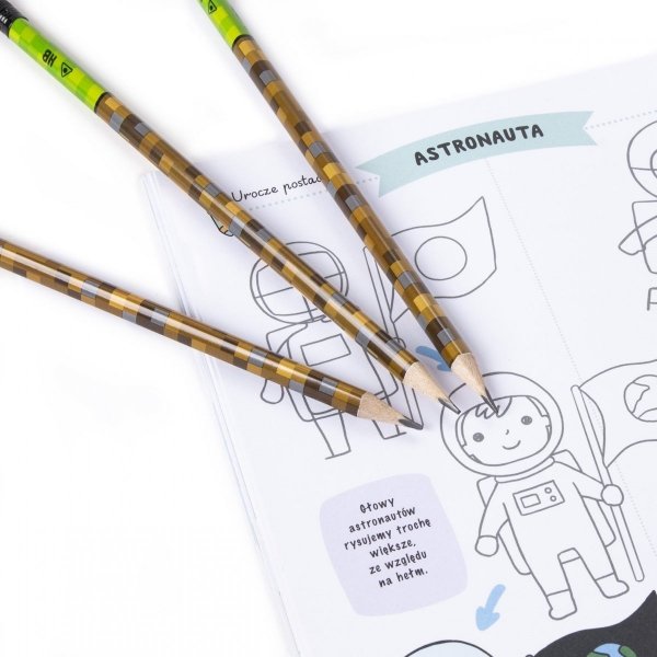 3 szt. Ołówek Trójkątny Szkolny HB Piksele Gra Minecraft [OTGUNAKA]