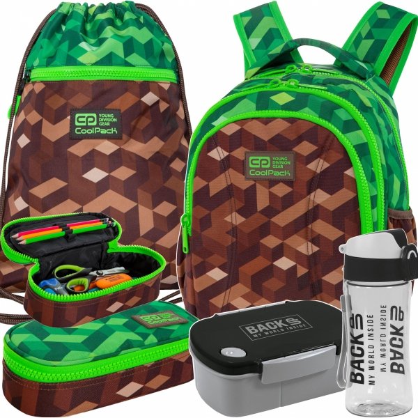 PLECAK COOLPACK CP ZESTAW 5ele. GRA PIKSELE GAME MINECRAFT DLA CHŁOPAKA