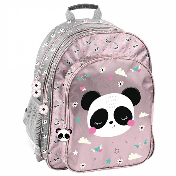 PLECAK SZKOLNY MIŚ PANDA DLA DZIEWCZYNEK DO 1 KLASY KOMPLET 5w1 z PANDĄ