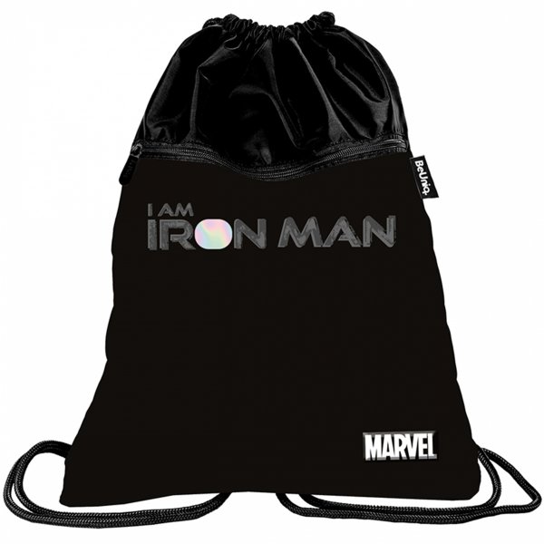 Iron Man Duży Worek Plecak na Sznurkach na Obuwie BeUniq Czarny [AV23SS-713]