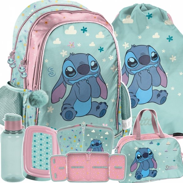 STITCH PLECAK SZKOLNY KOMPLET 6 ele DZIEWCZĘCY DO 1 KLASY STICH i LILO PASO