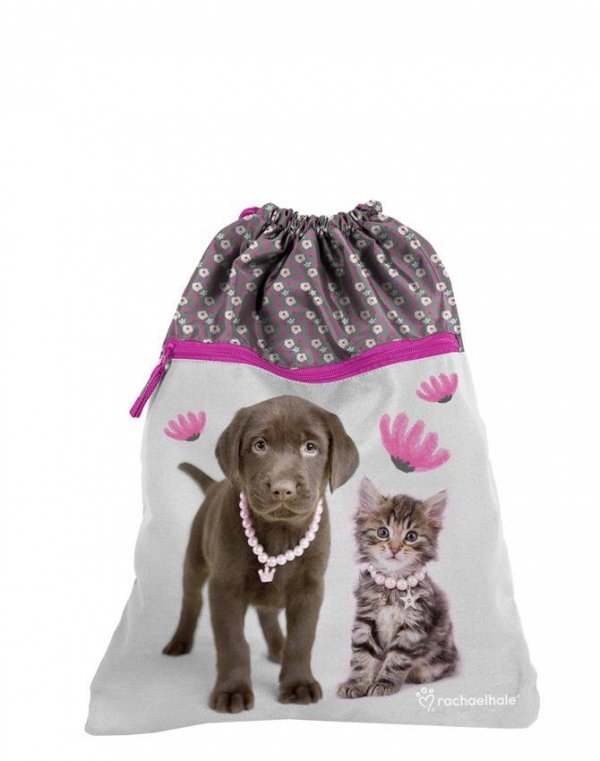 Plecak dla Dziewczynki z Kotem Pieskiem Szkolny Zestaw [RLA-116]