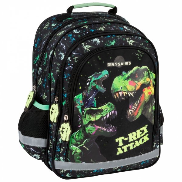 PLECAK DINOZAURY SZKOLNY DO 1 KLASY KOMPLET 3w1 TORNISTER TYRANOZAUR T-REX