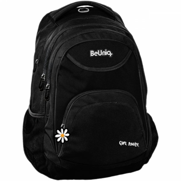 CZARNY PLECAK SZKOLNY BeUniq MŁODZIEŻOWY DLA DZIEWCZYNY STOKROTKA