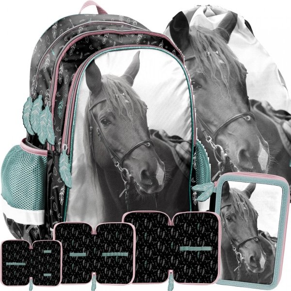 Dziewczęcy Plecak do Szkoły z Koniem Koń Komplet Paso [PP21KE-081]