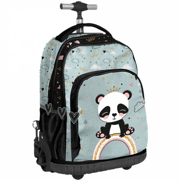 PANDA PLECAK NA KÓŁKACH Z MISIEM DLA DZIEWCZYNEK SZKOLNY KOMPLET 3w1
