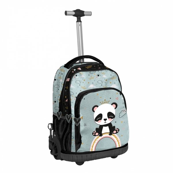PANDA PLECAK NA KÓŁKACH Z MISIEM DLA DZIEWCZYNEK SZKOLNY ZESTAW 5elem.