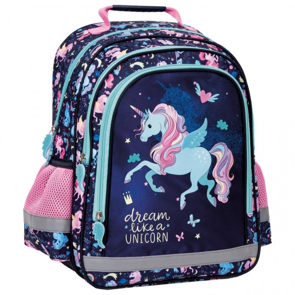 PLECAK JEDNOROŻEC SZKOLNY DO 1 KLASY ZESTAW 5 el DLA DZIEWCZYNY UNICORN