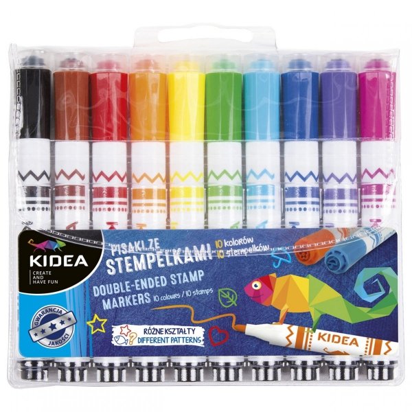 Pisaki ze Stempelkami 10 Kolorów Flamastry Kidea dla Dzieci [PS10KA]