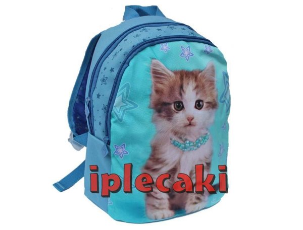 plecak przedszkolny z kotkiem niebieski zielony dla dziewczyny
