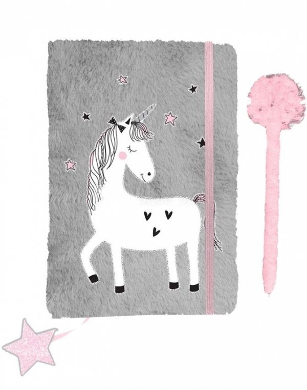 Jednorożec Pamiętnik Pluszowy Unicorns Szary Różowy [PP19UN-3673]