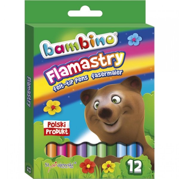 Flamastry Bambino 12 Kolorów Pisaki Szkolne Mazaki [1604]