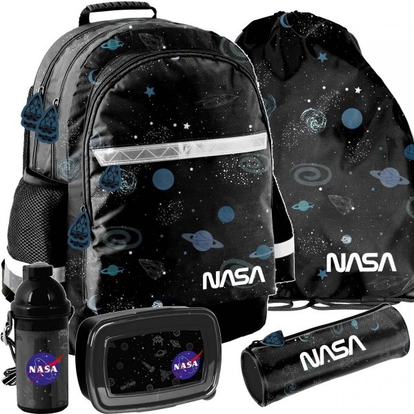 Plecak Szkolny dla Chłopaków NASA Czarny dla Uczniów zestaw 5w1 [PP21NS-116]