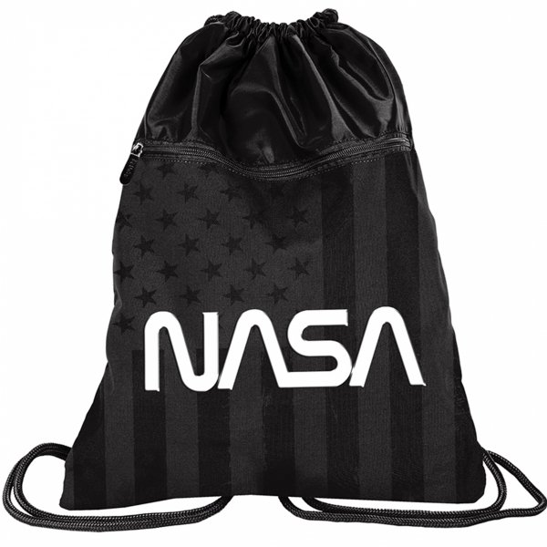 Duży Worek NASA Plecak na Sznurkach na Kapcie BeUniq Czarny [BU23NA-713]