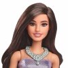 Barbie Lalka Fashionistas brązowe włosy fioletowa cekinowa sukienka HYT92 MATTEL