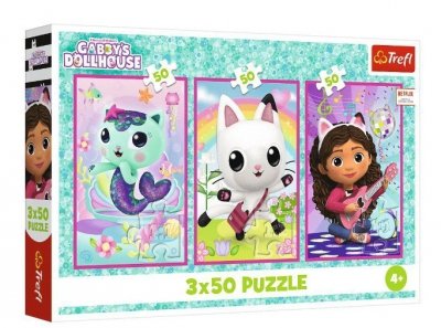 Trefl Puzzle 3x50 elementów Gabby i kotki Gabi