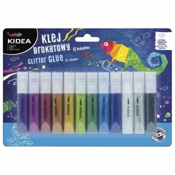 Klej brokatowy 12kol. 6ml blister KIDEA