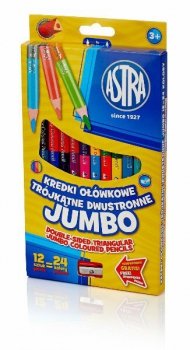 Kredki ołówkowe Jumbo dwustronne 12szt=24kol ASTRA