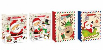 Torebka ozdobna prezentowa świąteczna 1006 SD 31x42x20cm p12, mix cena za 1 szt